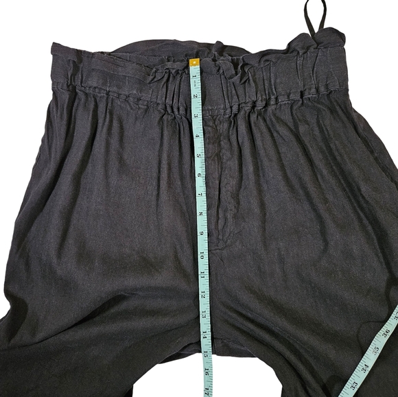 Gianni Bini Paperbag Style Straight Leg Linen Blend Pants, Black, Large - Picture 11 of 12